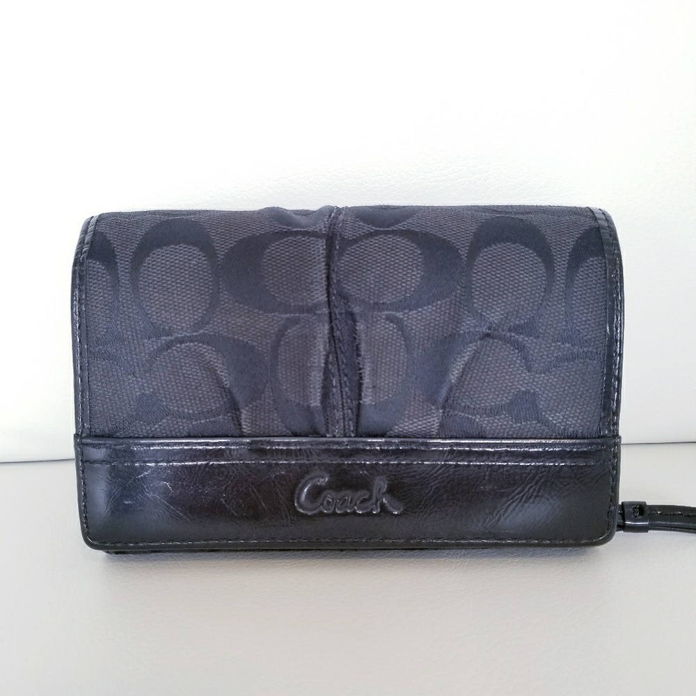 Black Coach Wallet  Light Blue Interior